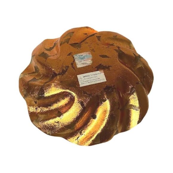 Vintage Glass Round Twisted 13" Serving Plate Gold Tone - Picture 4 of 4